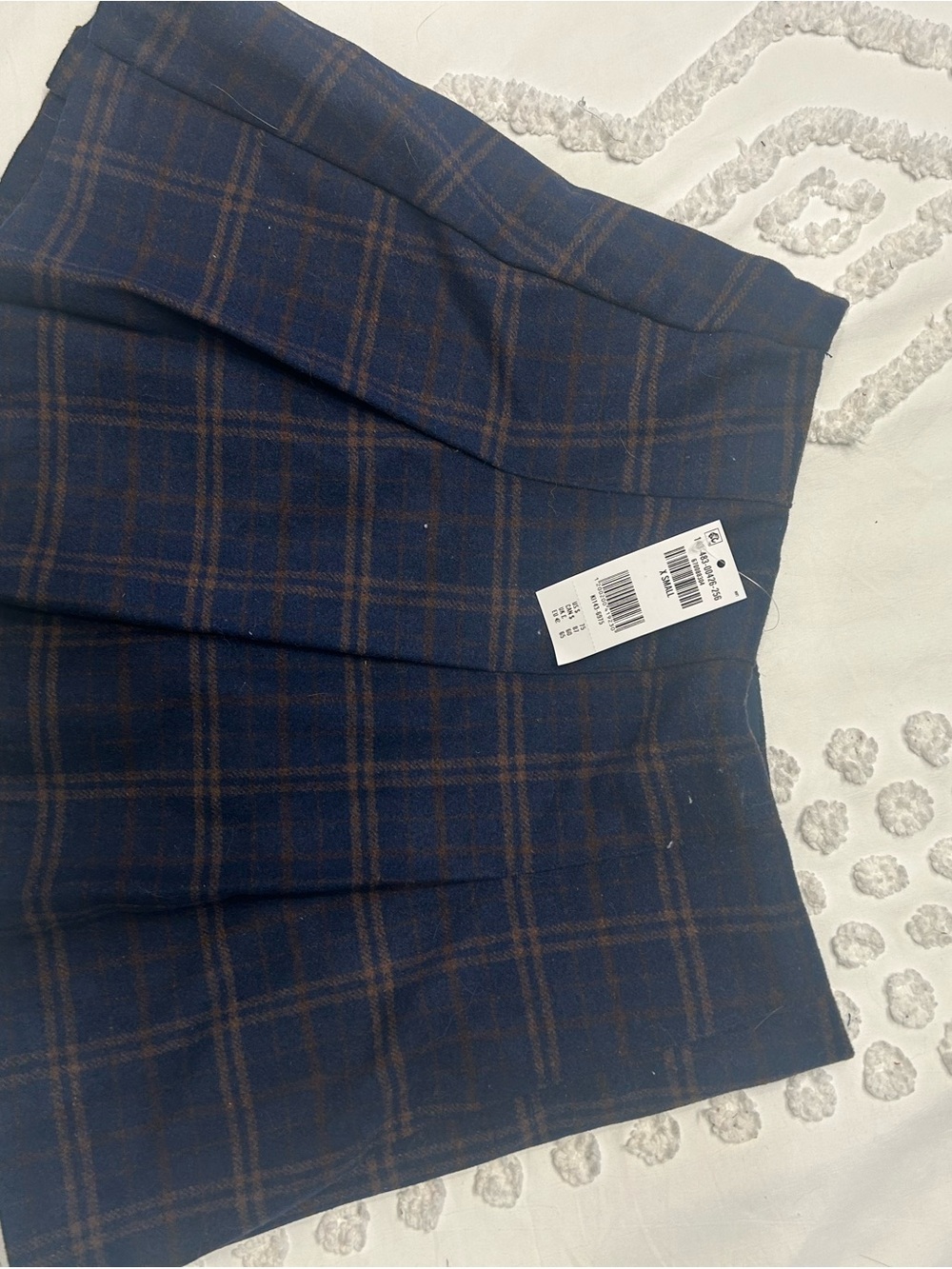 Abercrombie & Fitch Navy and Brown Plaid Mini Skirt